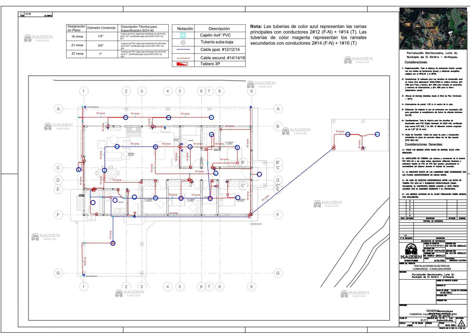 Plano IE-01 canalizaciones de iluminación