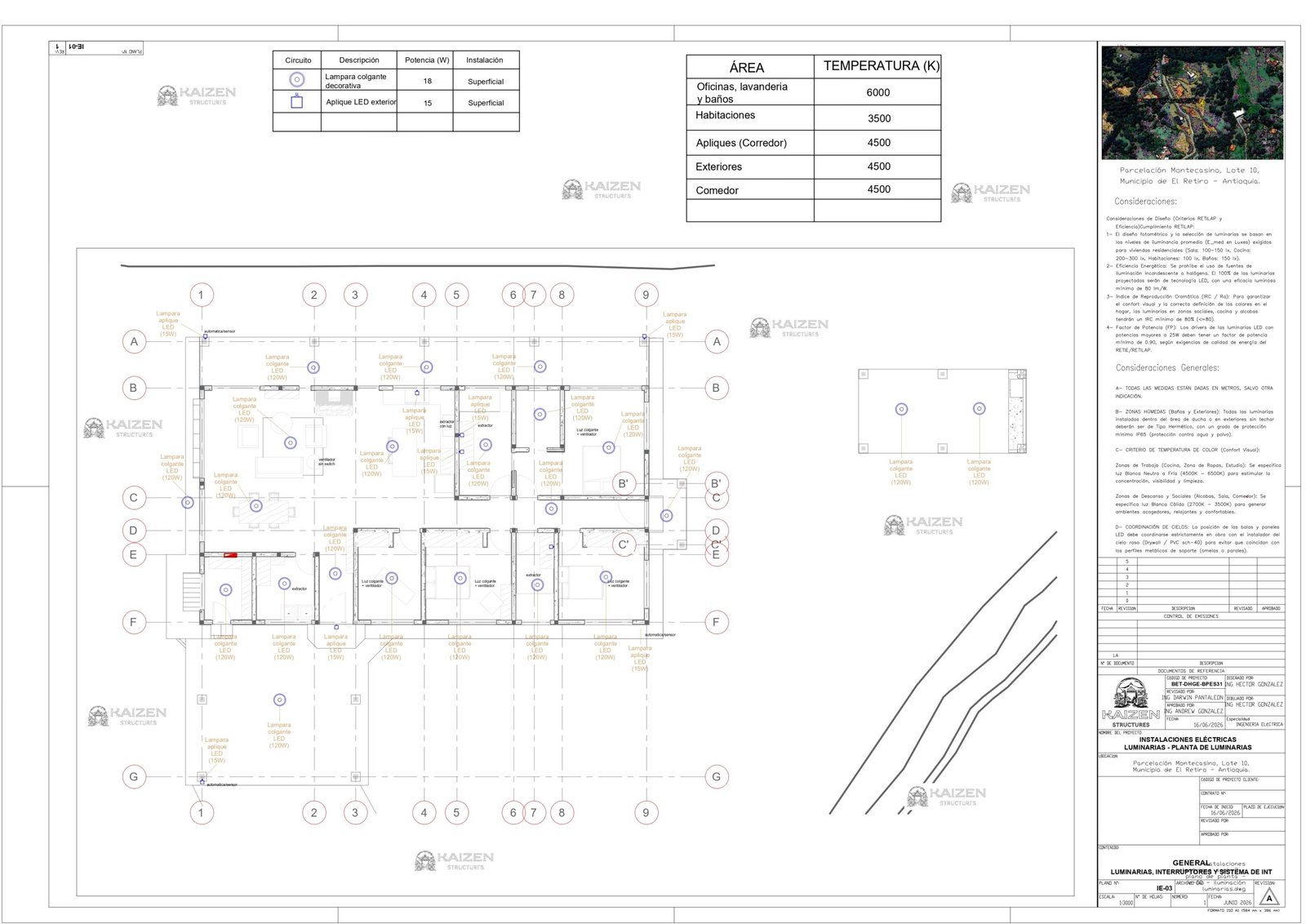 Plano IE-03 planta de iluminación