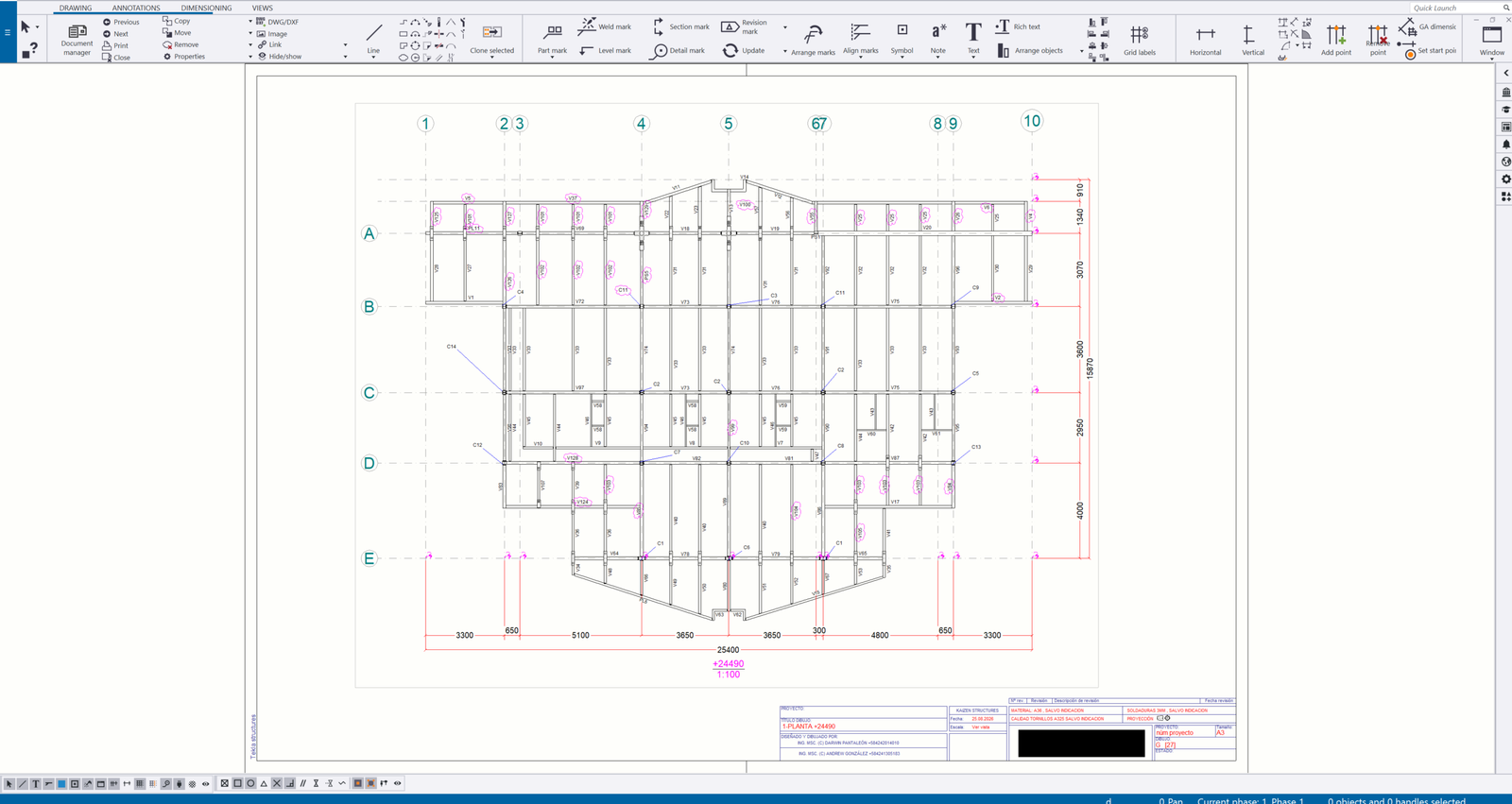 Plano de planta estructural