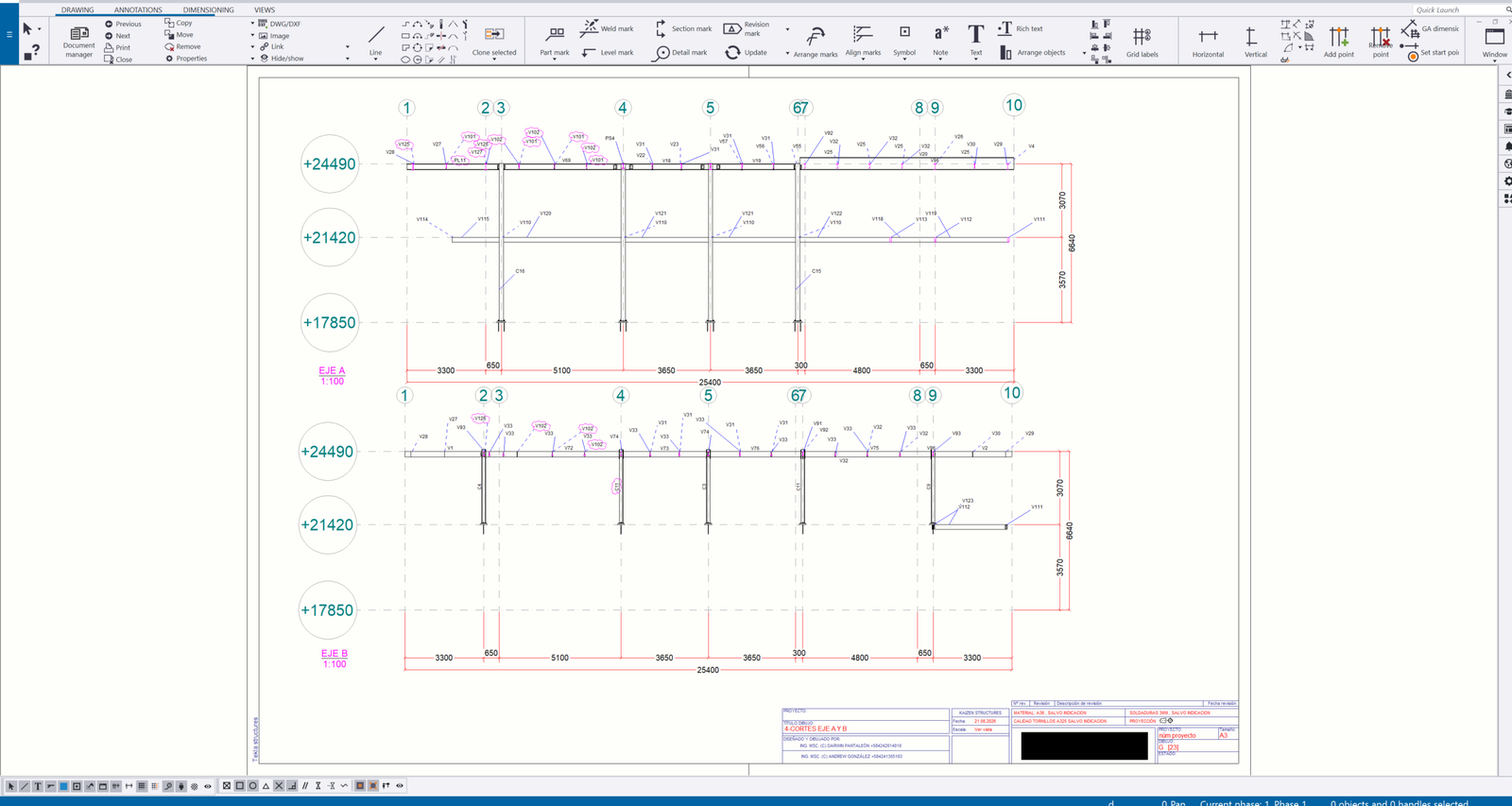 Modelo estructural en acero — Penthouse La Castellana